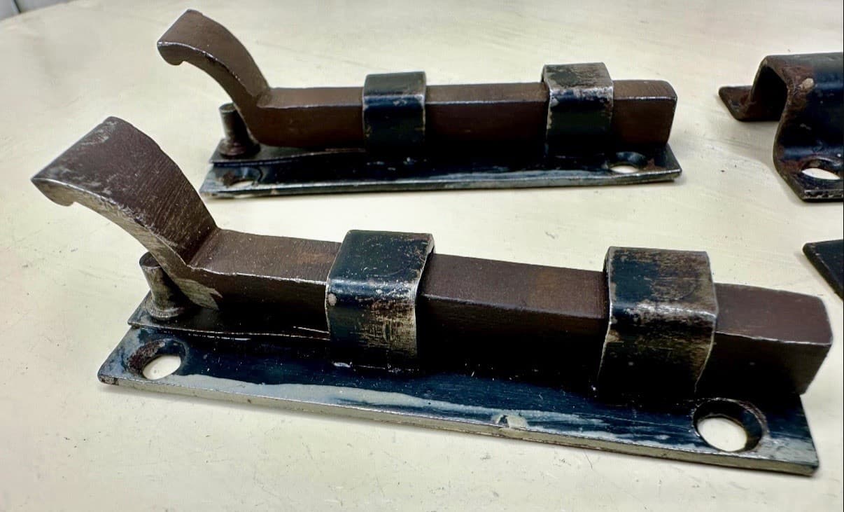 Vintage Steel Slide Bolt Latch Set of 2 Surface Mount Barrel Bolts - Thumbnail 9