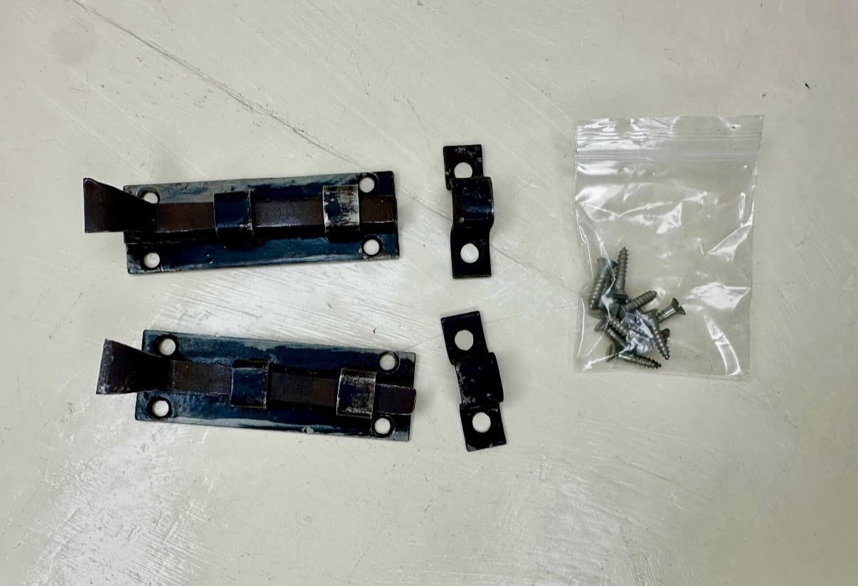 Vintage Steel Slide Bolt Latch Set of 2 Surface Mount Barrel Bolts - Thumbnail 10