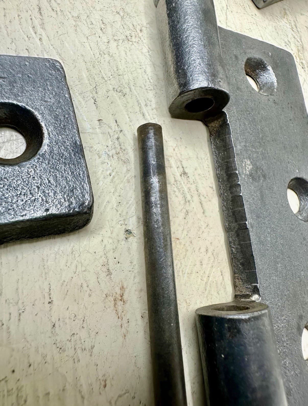 Vintage Cast Iron Door Hinges Set of 4 – 3" x 3.5" – Acorn Tip Finials - Thumbnail 7
