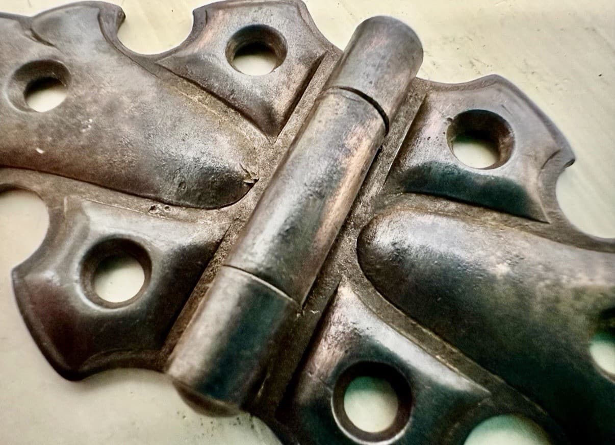 Set of 3 Vintage Decorative Steel Butterfly Cabinet Hinges 3-3/4” Surface Mount - Thumbnail 6
