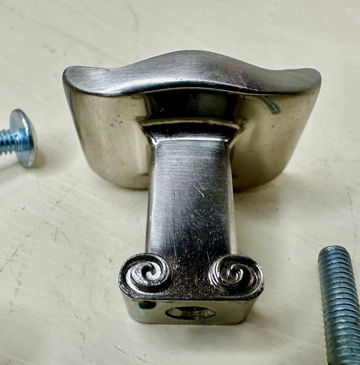 Set of 3 Nickel Over Brassy Drawer Pulls – Modern Scroll Detail