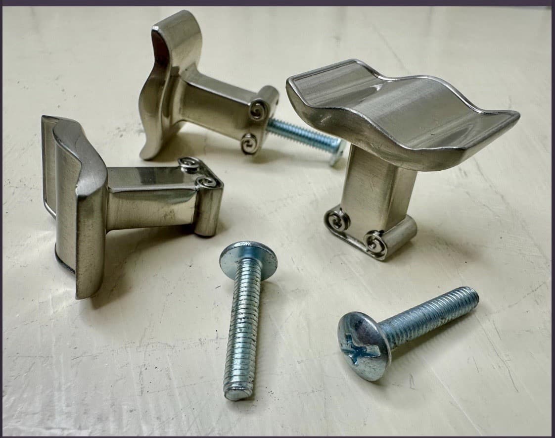 Set of 3 Nickel Over Brassy Drawer Pulls – Modern Scroll Detail - Thumbnail 4
