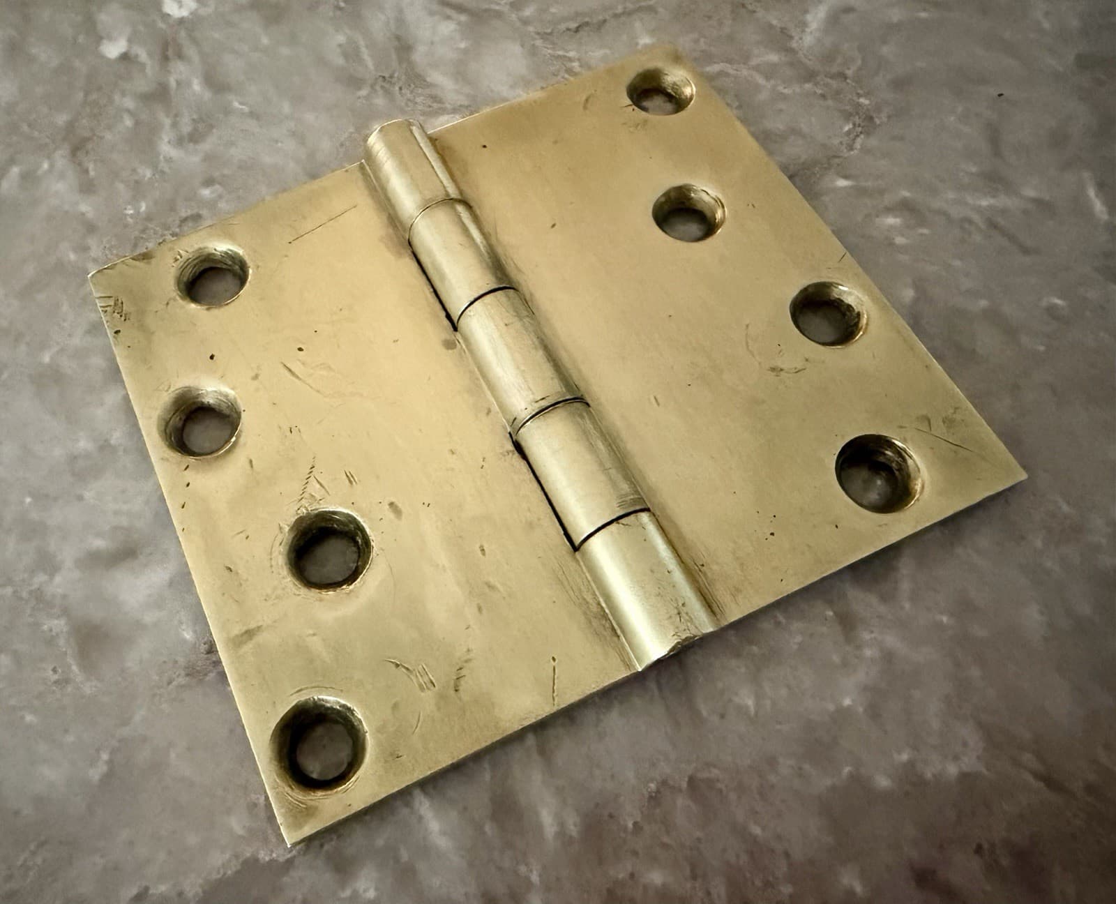 Set of 3 Vintage Solid Brass 4” x 4.75” Plain Bearing Door Hinges Heavy Duty - Thumbnail 3