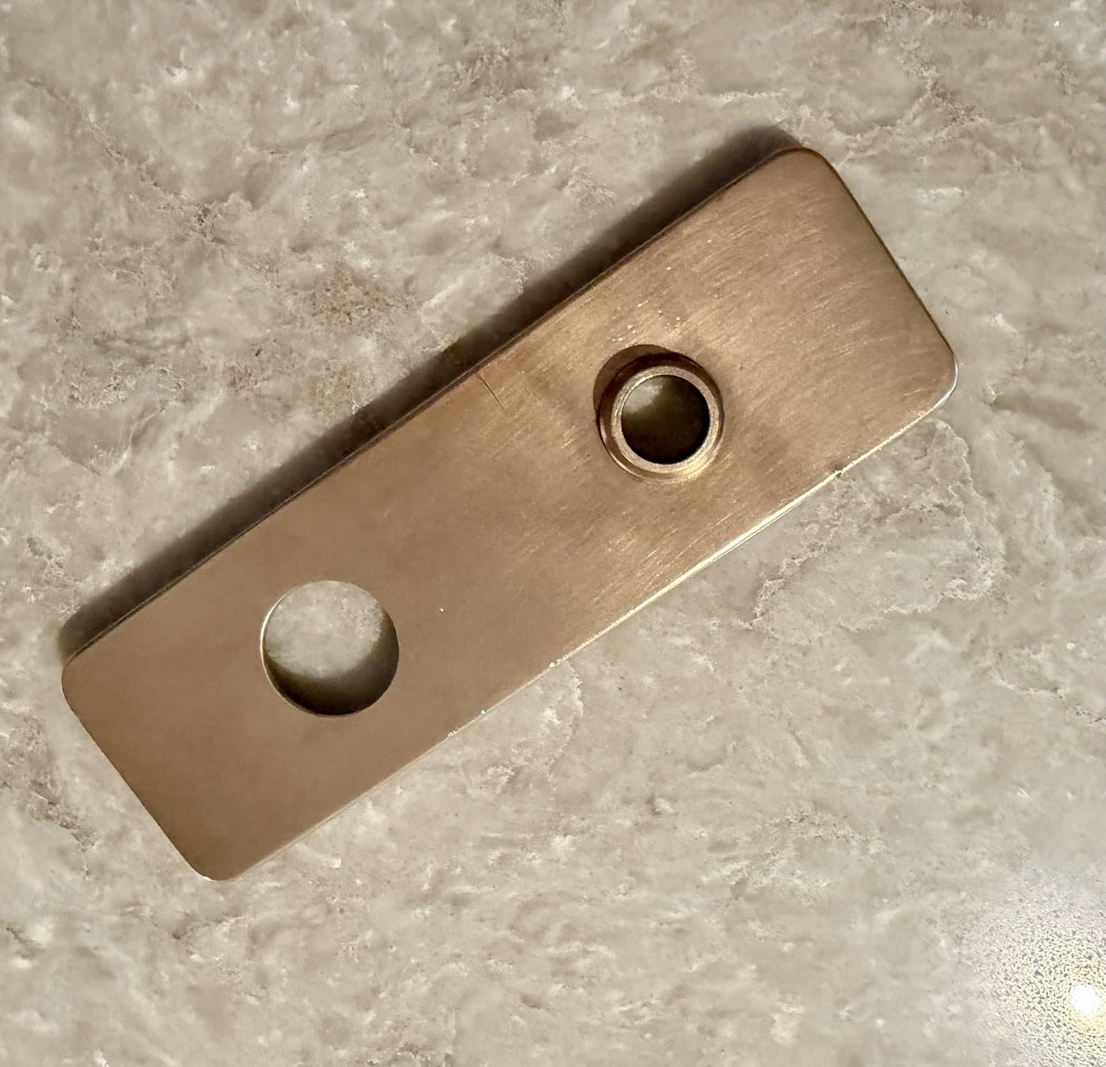 Vintage MCM Solid Brass Door Backplate Escutcheon 8-1/4” x 2-1/4” - Thumbnail 2