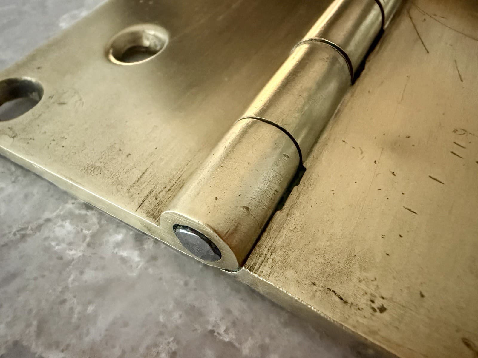 Set of 3 Vintage Solid Brass 4” x 4.75” Plain Bearing Door Hinges Heavy Duty - Thumbnail 5