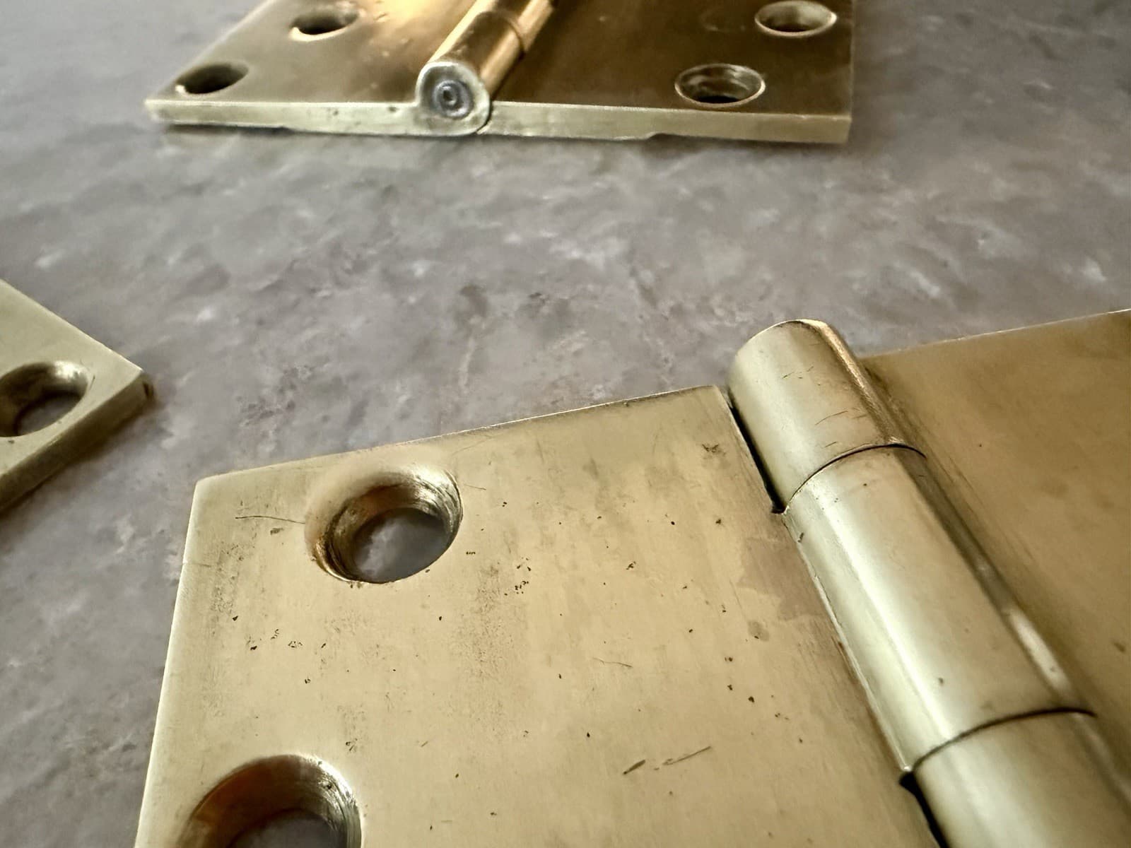 Set of 3 Vintage Solid Brass 4” x 4.75” Plain Bearing Door Hinges Heavy Duty - Thumbnail 7
