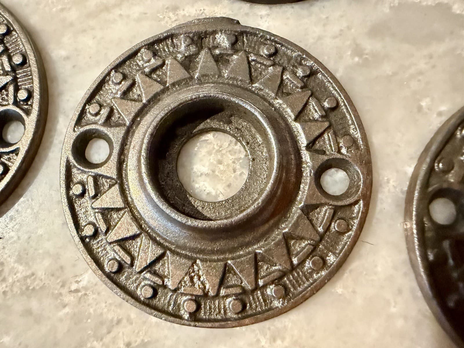 Antique Eastlake Cast Iron Door Knob Rosette 2” 3/4” Fitter Victorian Rose - Thumbnail 4