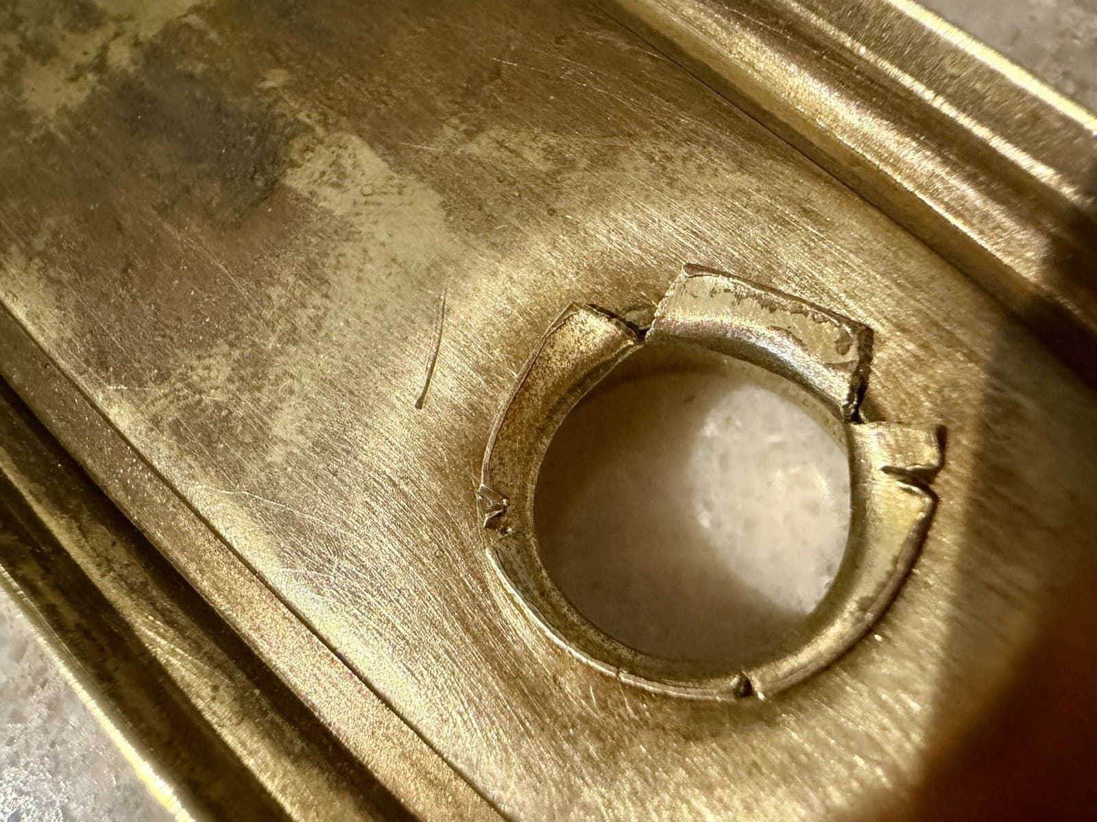 Vintage Art Deco Solid Brass Door Backplate Escutcheon 8-3/4” x 2-1/4” - Thumbnail 11