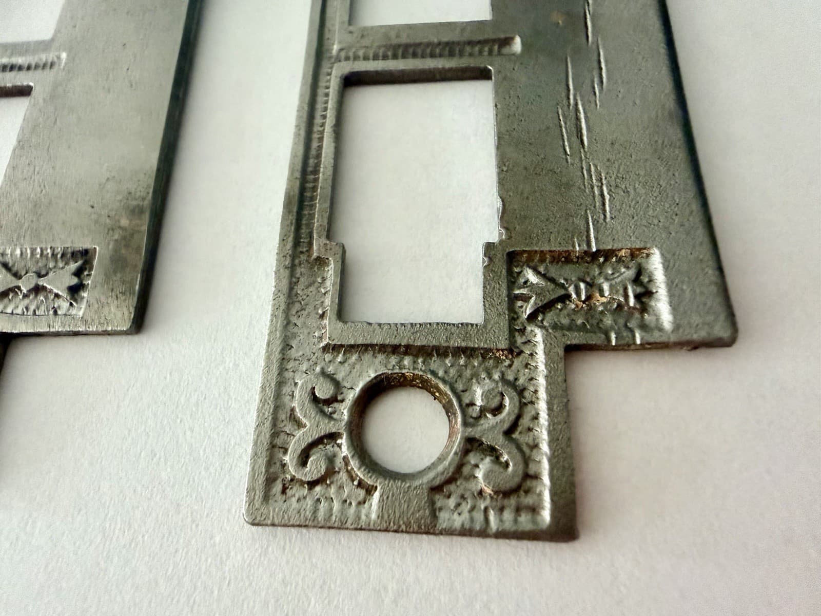 Antique Eastlake Steel Mortise Lock Strike Plate Victorian 3-1/2” x 1-3/8” - Thumbnail 6