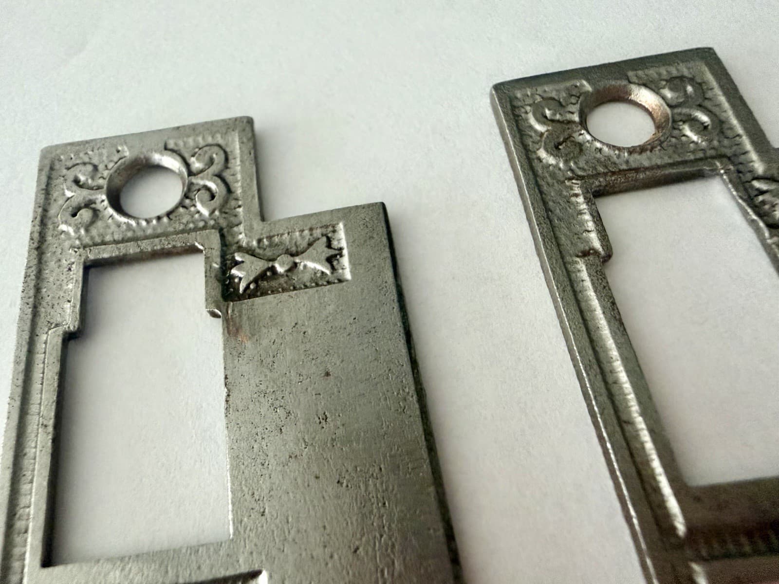 Antique Eastlake Steel Mortise Lock Strike Plate Victorian 3-1/2” x 1-3/8” - Thumbnail 5