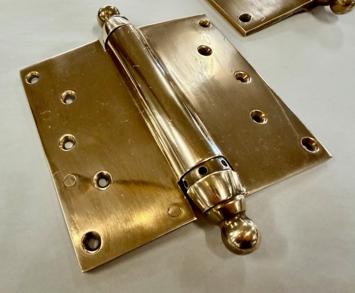 Vintage Brass Double Action Spring Hinges Set of 2 | 5 Inch Café Door Hinges - Thumbnail 2