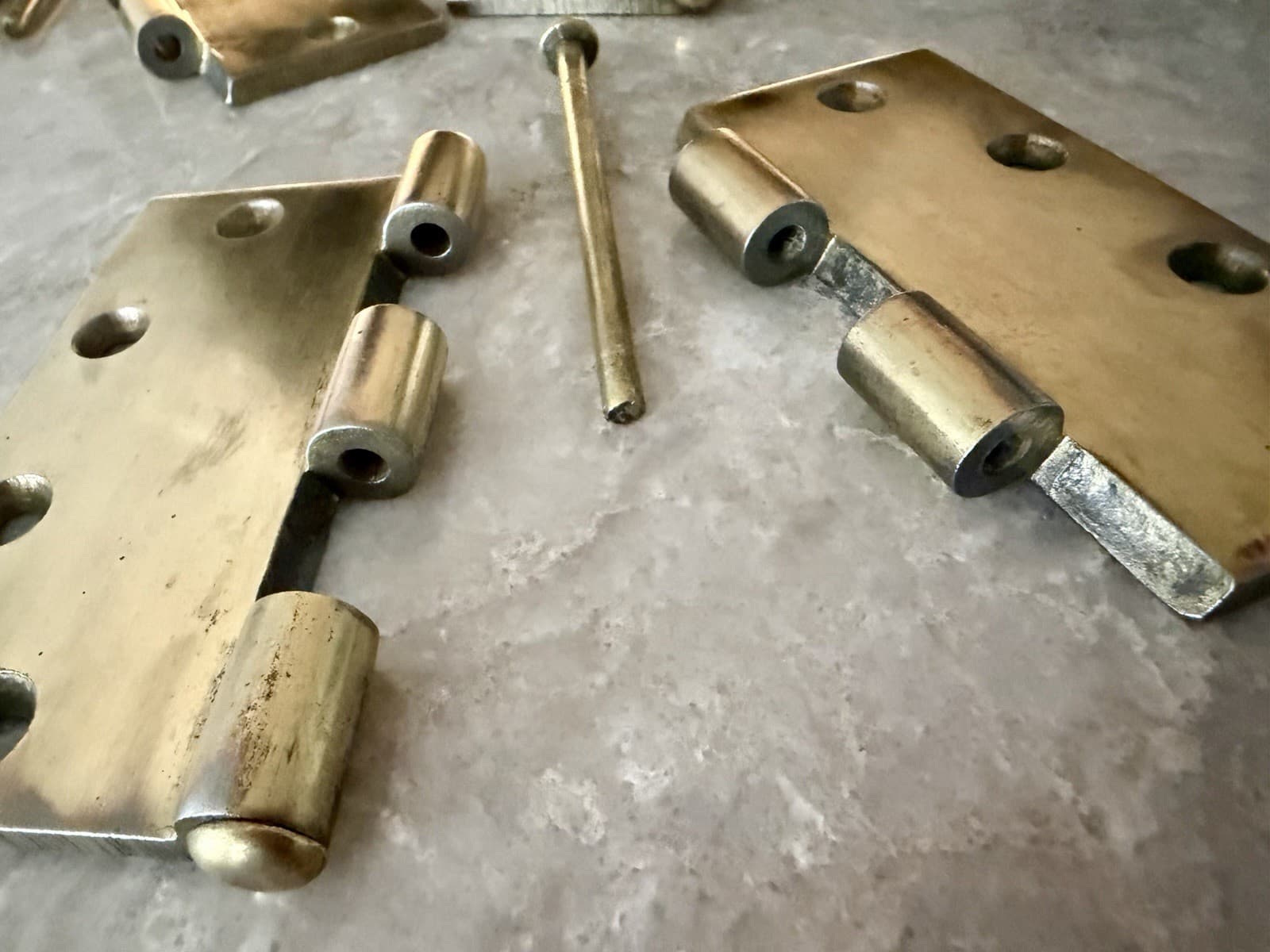 Vintage Steel Door Hinges 4.5” x 4.5” Brass Finish Set of 3 Heavy Duty - Thumbnail 4