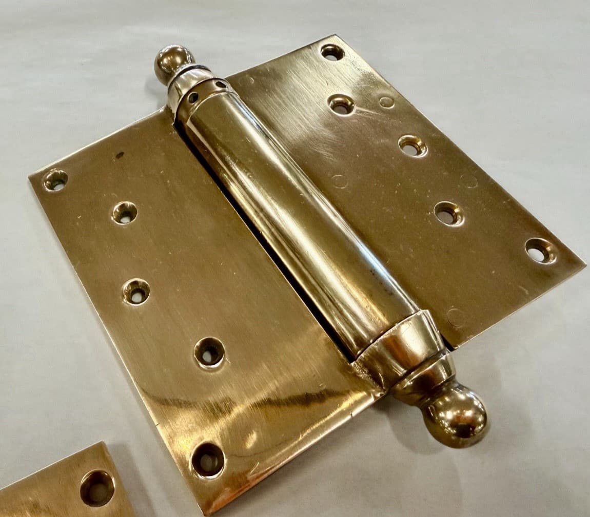 Vintage Brass Double Action Spring Hinges Set of 2 | 5 Inch Café Door Hinges - Thumbnail 3