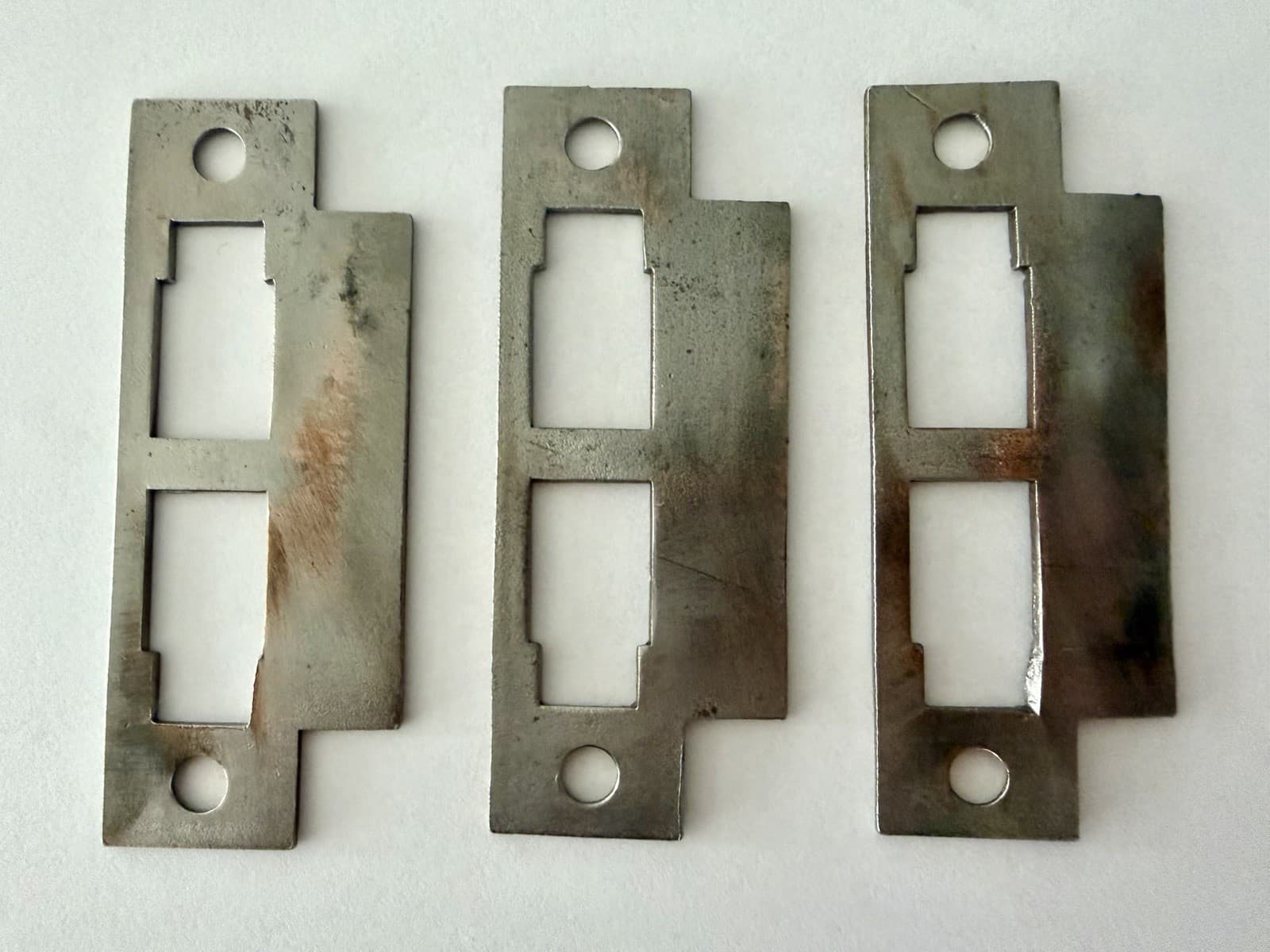 Antique Eastlake Steel Mortise Lock Strike Plate Victorian 3-1/2” x 1-3/8” - Thumbnail 7