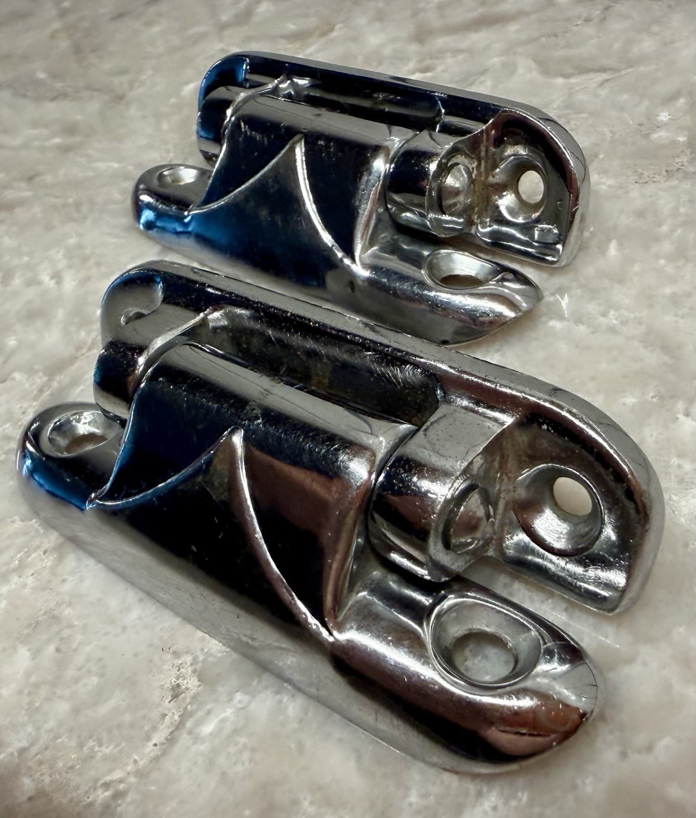 Vintage Art Deco Chrome Ice Box Cabinet Hinges Pair Surface Mount Cooler Door