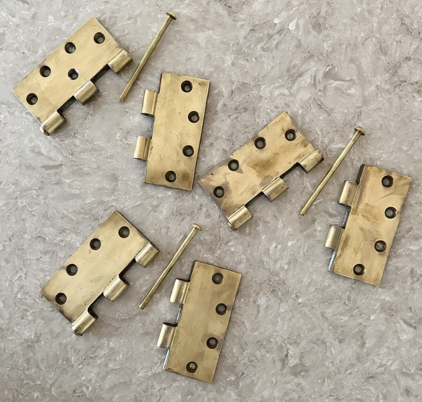 Vintage Steel Door Hinges 4.5” x 4.5” Brass Finish Set of 3 Heavy Duty - Thumbnail 5