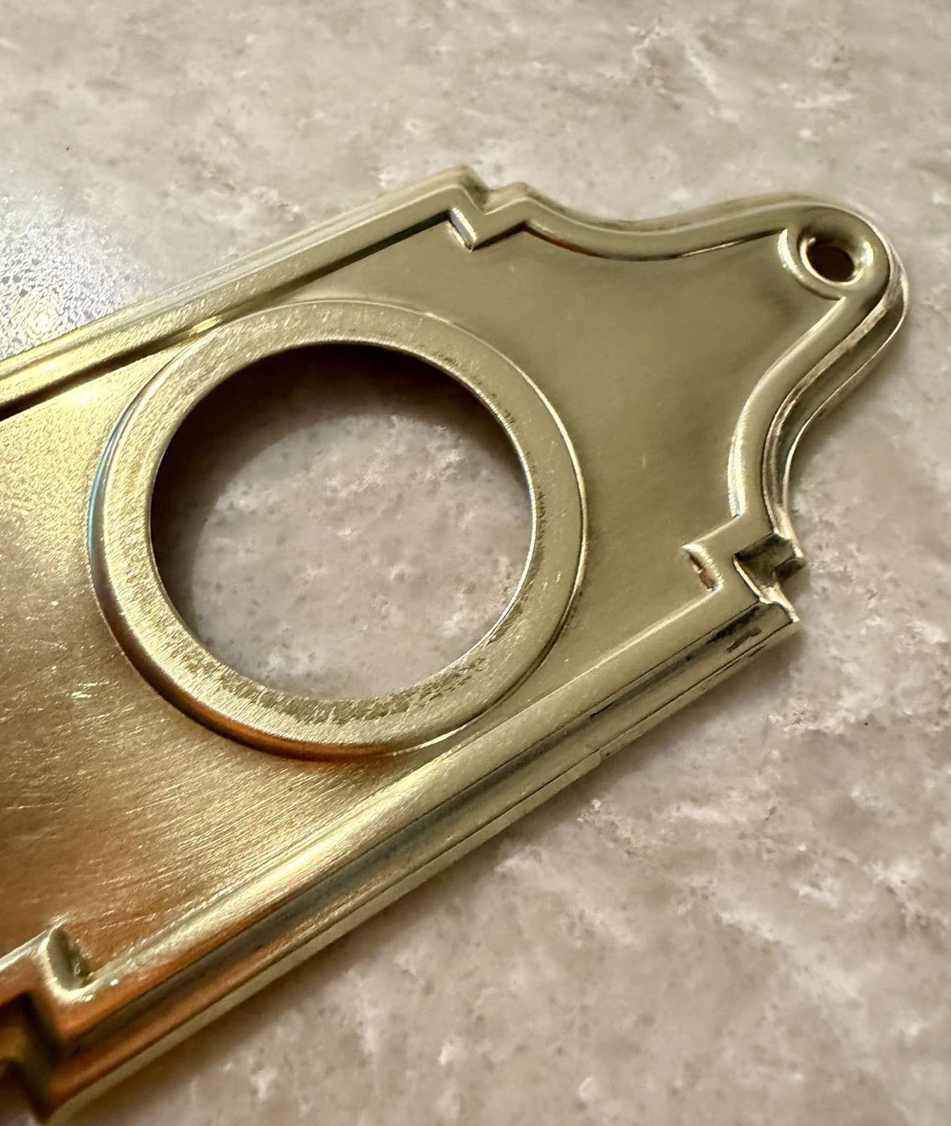 Vintage Art Deco Solid Brass Door Backplate Escutcheon 8-3/4” x 2-1/4” - Thumbnail 2