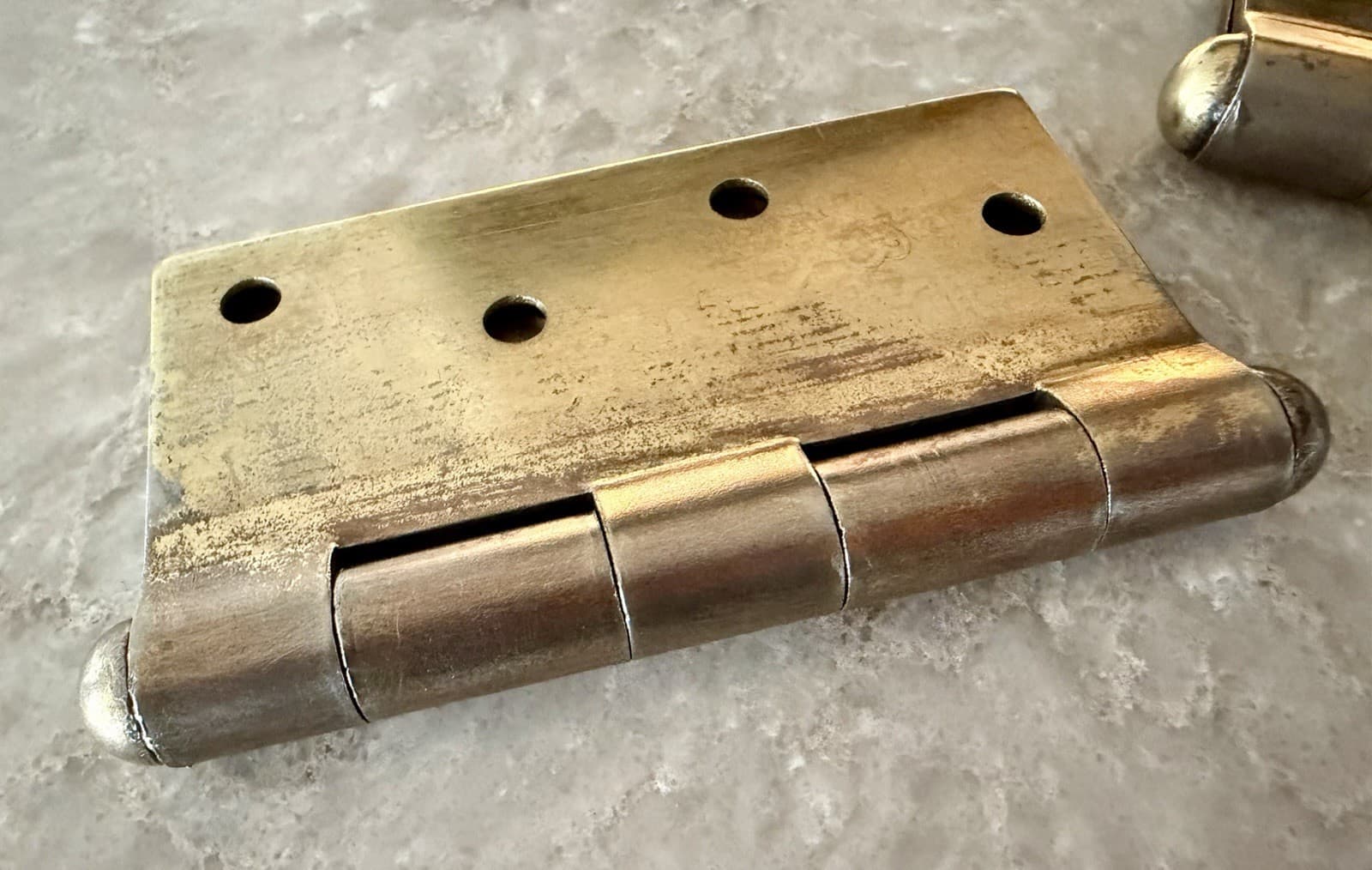Stanley SW Sweetheart 4x4 Steel Door Hinges Pair Brass Wash Vintage USA - Thumbnail 10