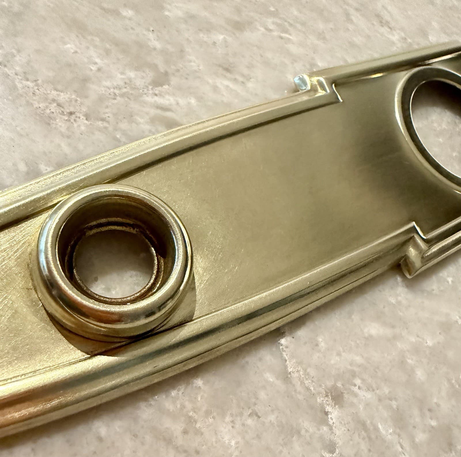 Vintage Art Deco Solid Brass Door Backplate Escutcheon 8-3/4” x 2-1/4” - Thumbnail 3