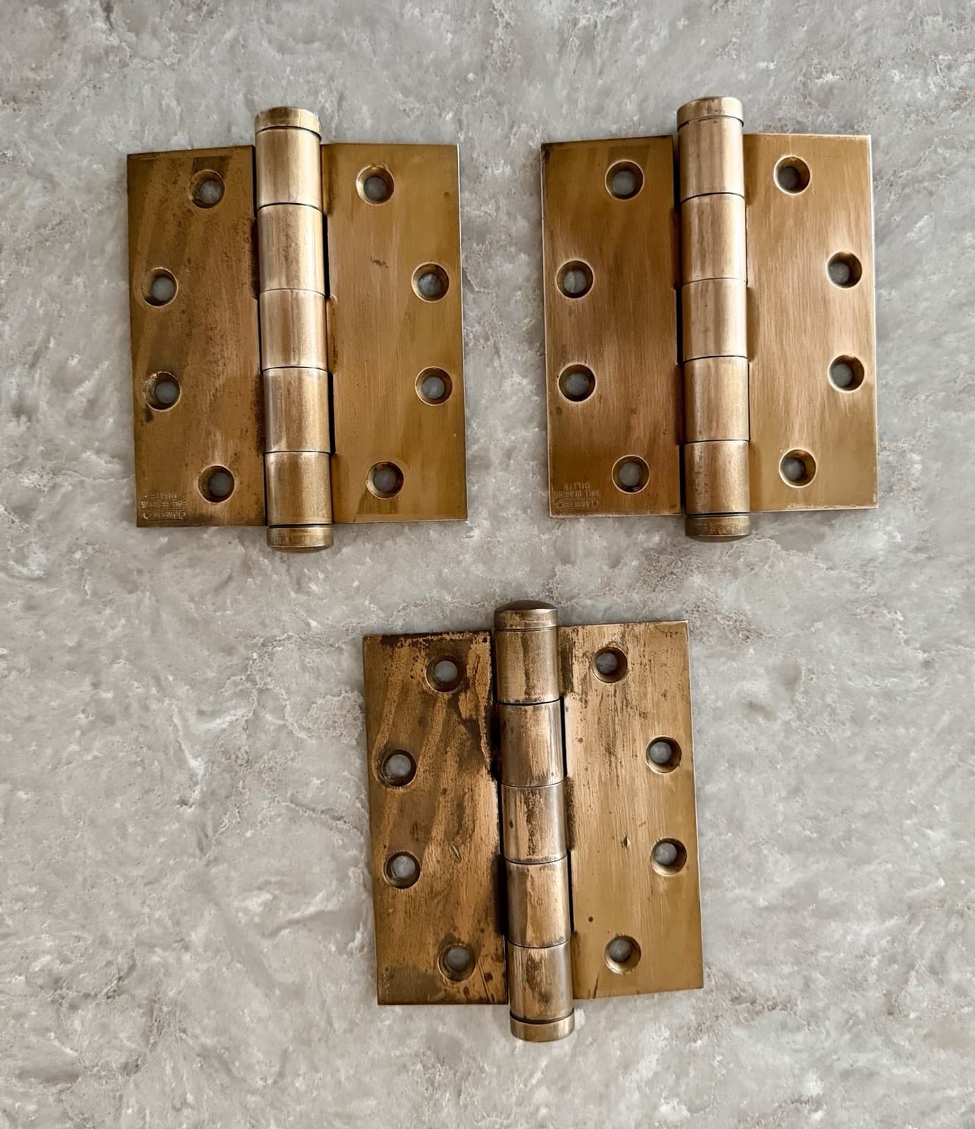 Lawrence Oilite Ball Bearing Hinges 4 x 4.5 Steel Copper Wash Set of 3
