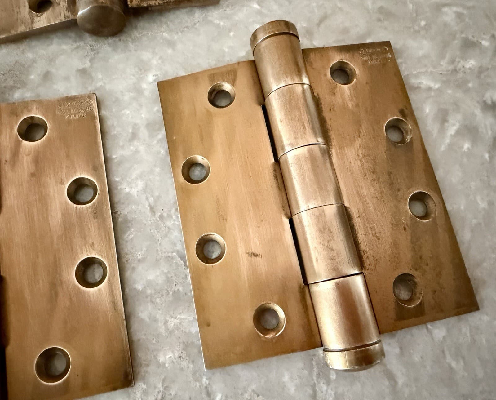 Lawrence Oilite Ball Bearing Hinges 4 x 4.5 Steel Copper Wash Set of 3 - Thumbnail 4
