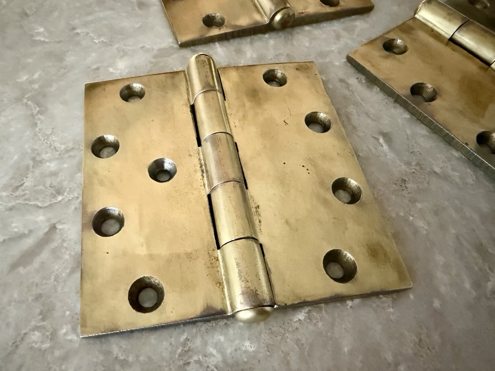 Vintage Steel Door Hinges 4.5” x 4.5” Brass Finish Set of 3 Heavy Duty - Thumbnail 2