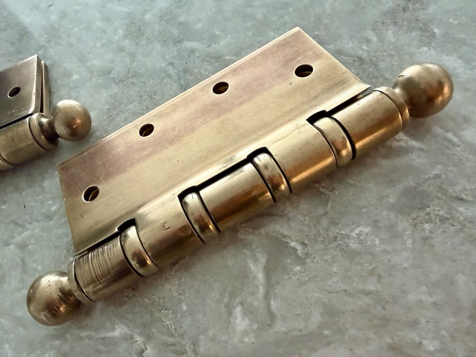 Pair Stanley SW 5x5 Solid Brass Ball Bearing Ball Tip Door Hinges USA - Thumbnail 11