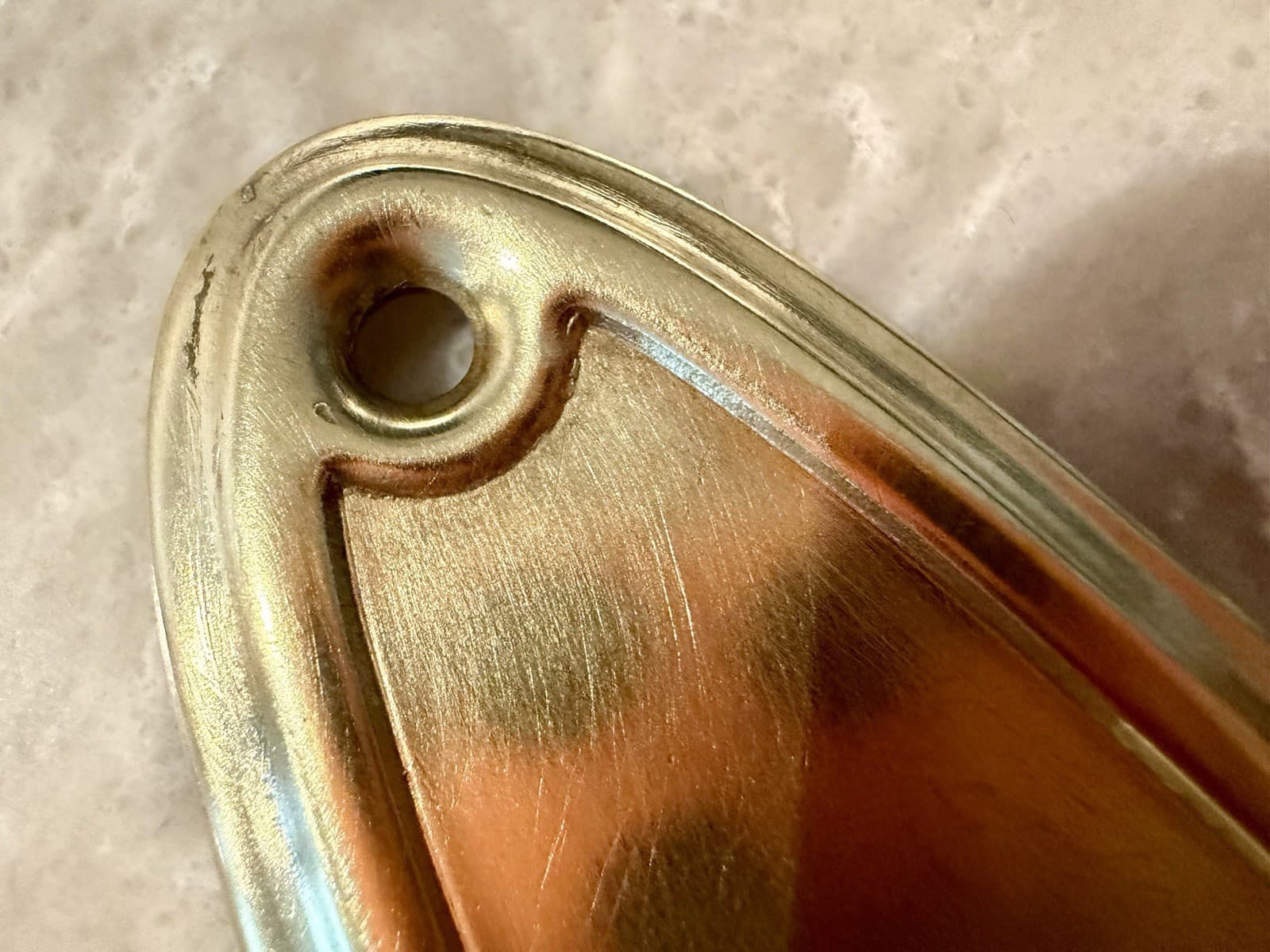 Vintage Art Deco Solid Brass Door Backplate Escutcheon 8-3/4” x 2-1/4” - Thumbnail 8
