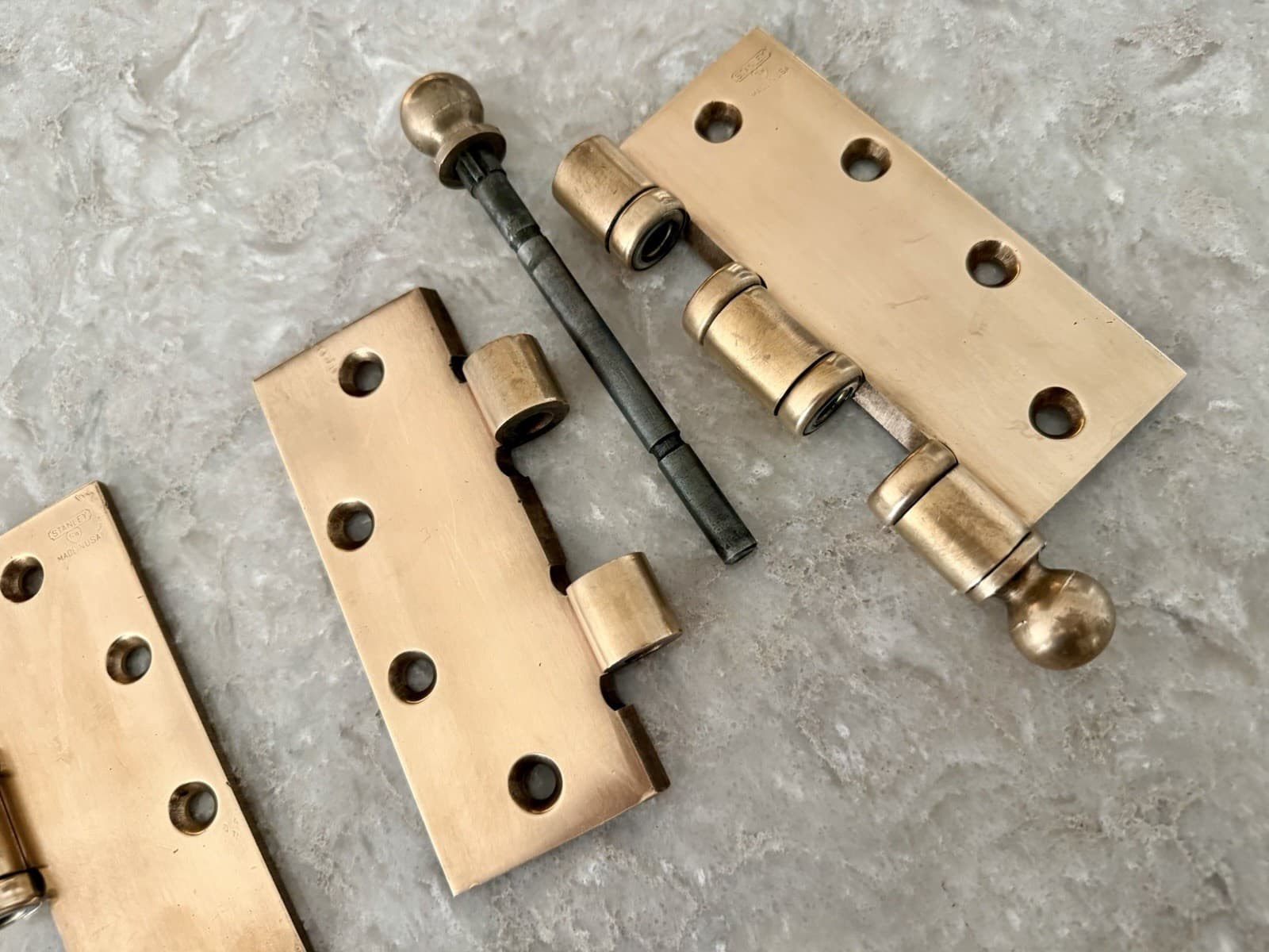 Pair Stanley SW 5x5 Solid Brass Ball Bearing Ball Tip Door Hinges USA - Thumbnail 14