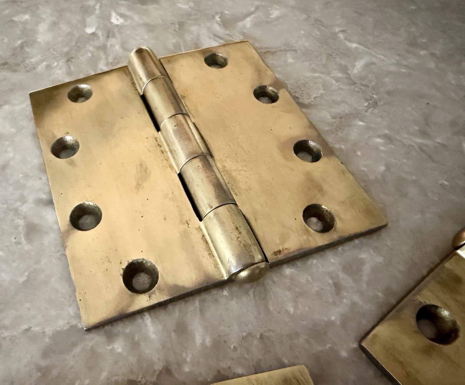 Vintage Steel Door Hinges 4.5” x 4.5” Brass Finish Set of 3 Heavy Duty - Thumbnail 3