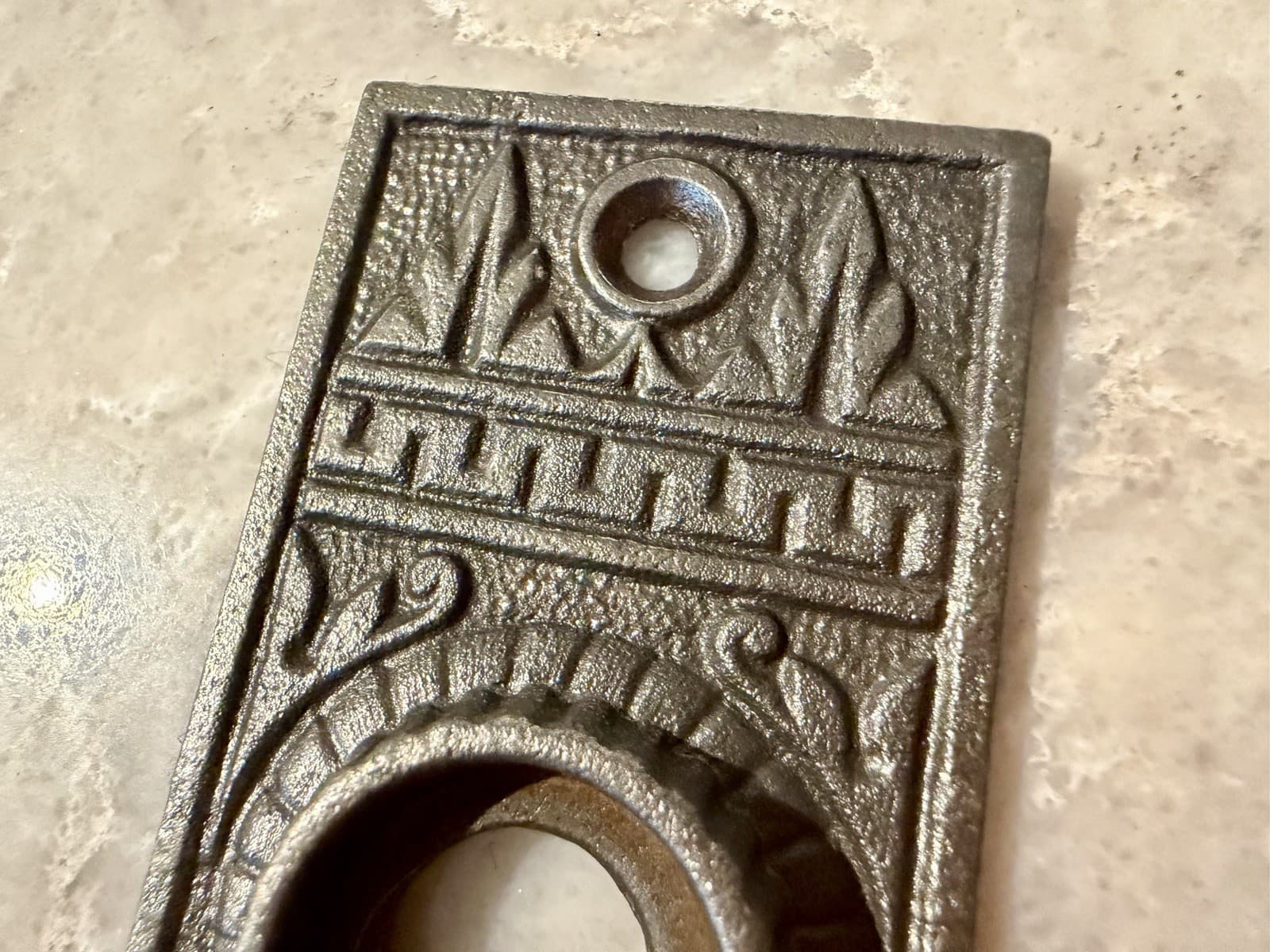 Antique Eastlake Cast Iron Door Plate Backplate 5¼” x 1½” Victorian - Thumbnail 2