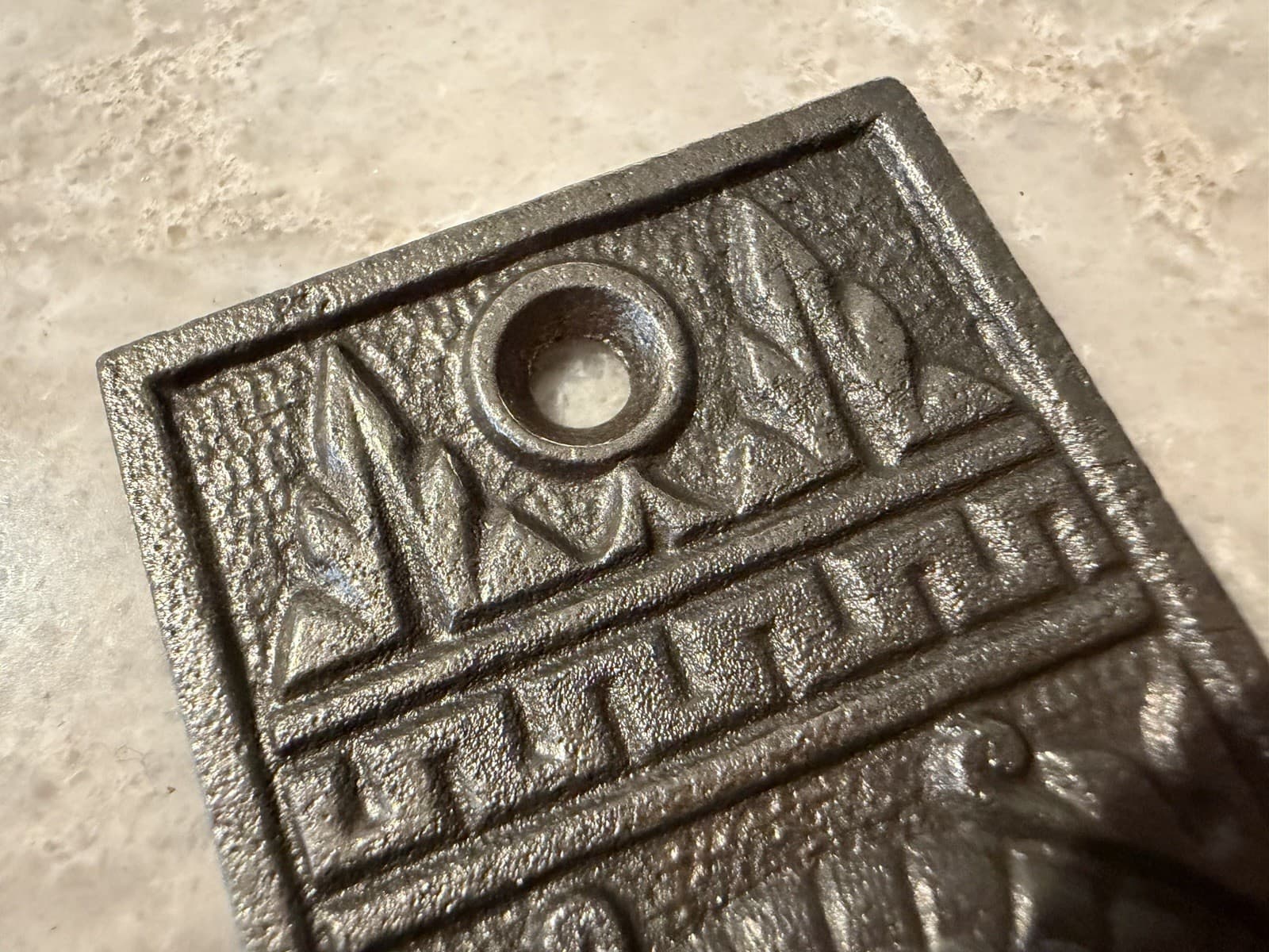 Antique Eastlake Cast Iron Door Plate Backplate 5¼” x 1½” Victorian - Thumbnail 8