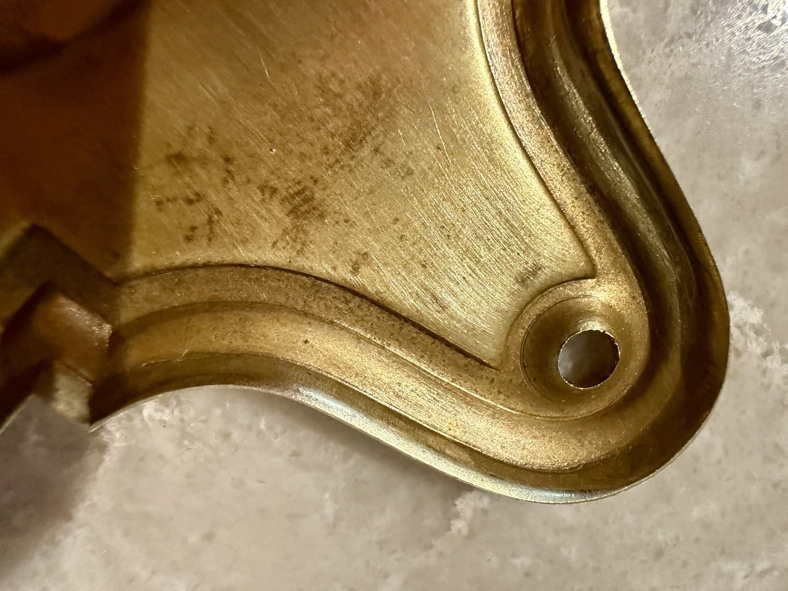 Vintage Art Deco Solid Brass Door Backplate Escutcheon 8-3/4” x 2-1/4” - Thumbnail 12
