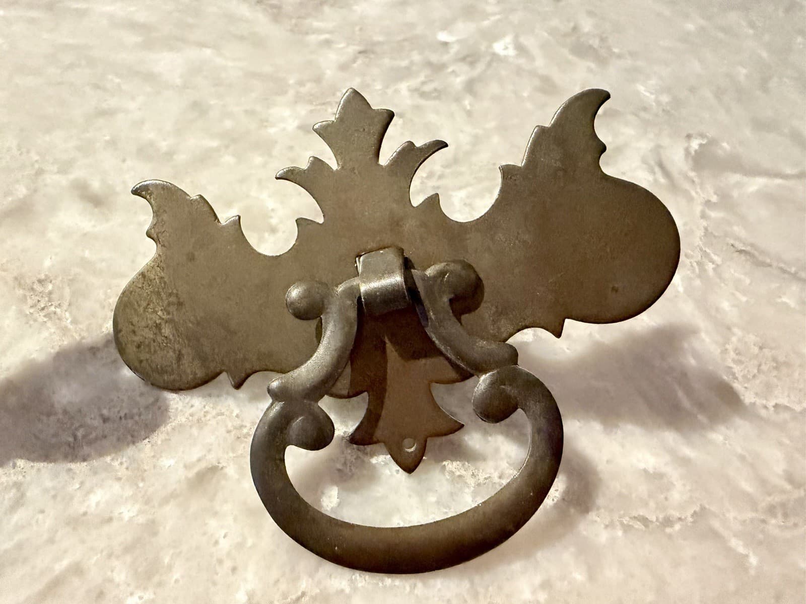 Pair Vintage Steel Chippendale Batwing Drawer Pulls Bail Handles 3-3/8” - Thumbnail 2