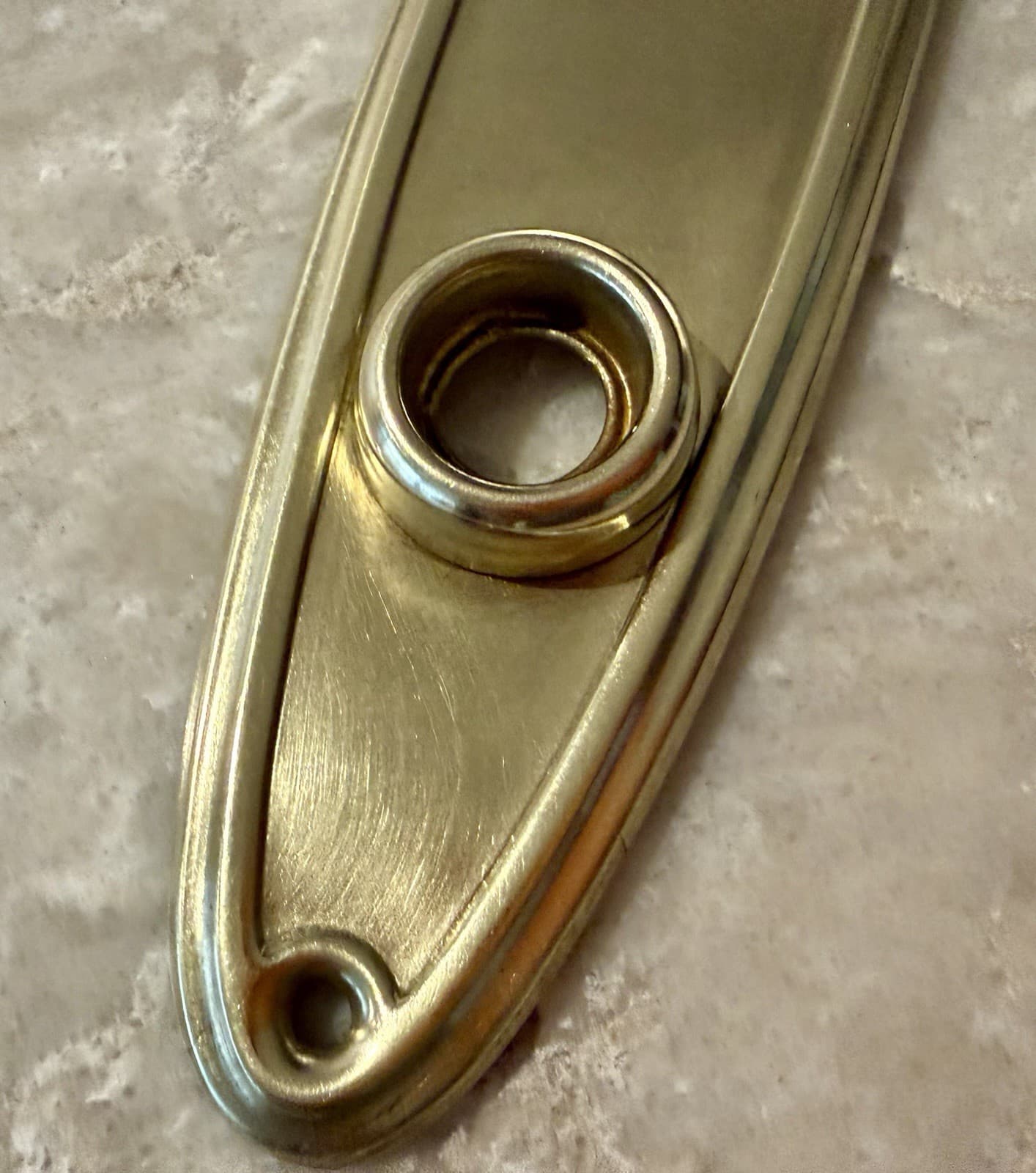Vintage Art Deco Solid Brass Door Backplate Escutcheon 8-3/4” x 2-1/4” - Thumbnail 4