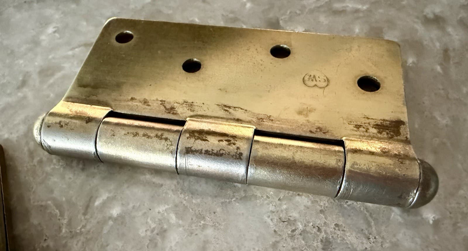 Stanley SW Sweetheart 4x4 Steel Door Hinges Pair Brass Wash Vintage USA - Thumbnail 11