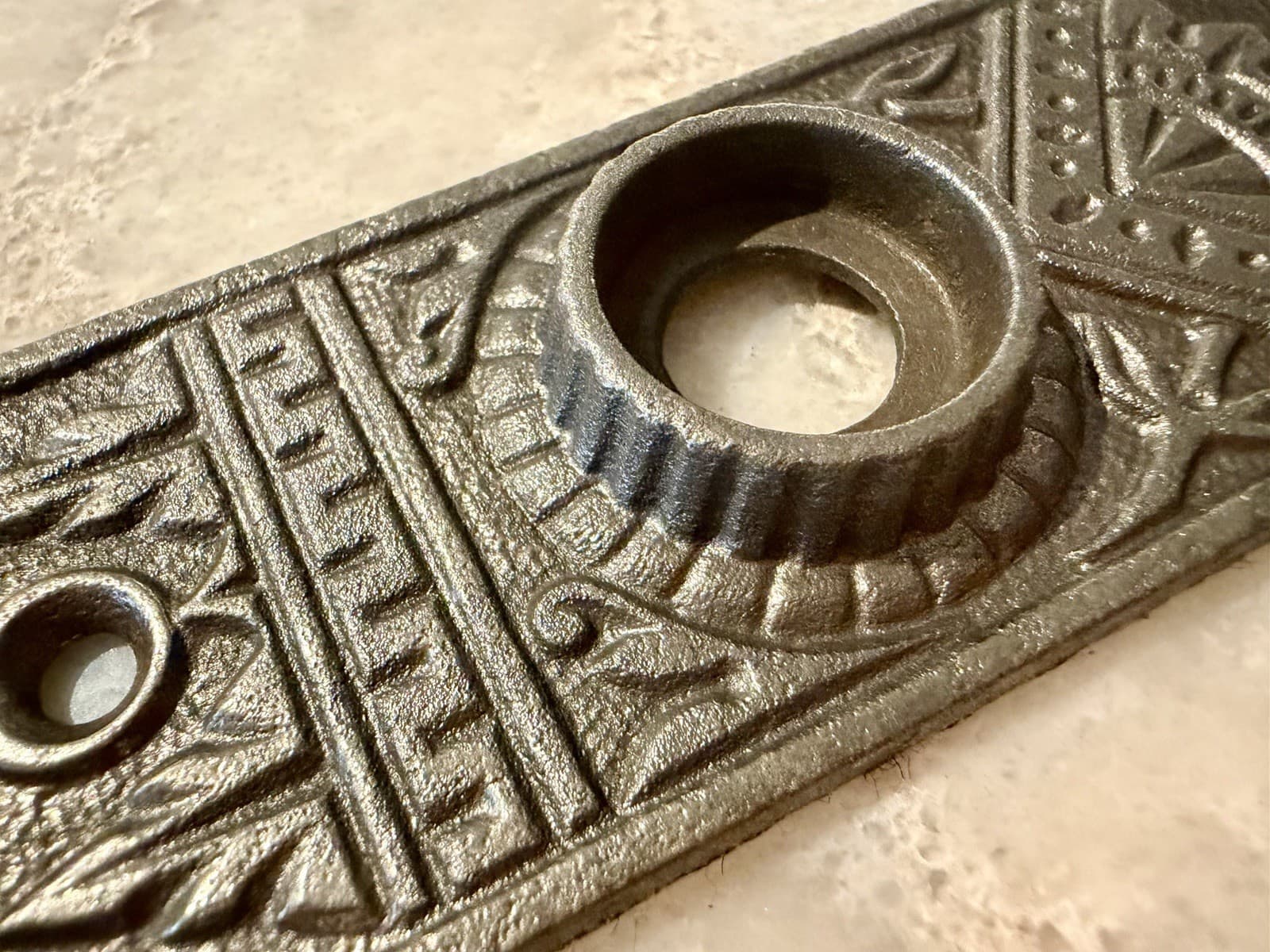 Antique Eastlake Cast Iron Door Plate Backplate 5¼” x 1½” Victorian - Thumbnail 6
