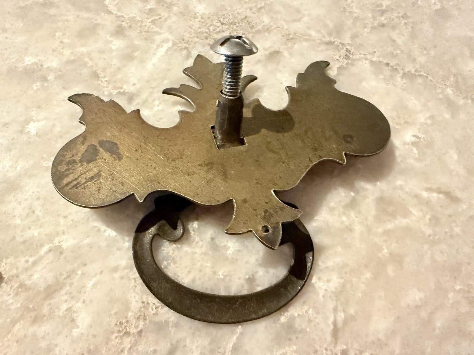 Pair Vintage Steel Chippendale Batwing Drawer Pulls Bail Handles 3-3/8” - Thumbnail 7