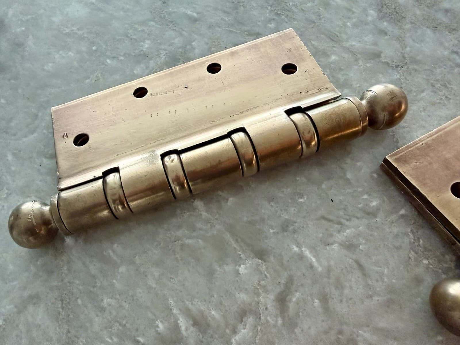 Pair Stanley SW 5x5 Solid Brass Ball Bearing Ball Tip Door Hinges USA - Thumbnail 12