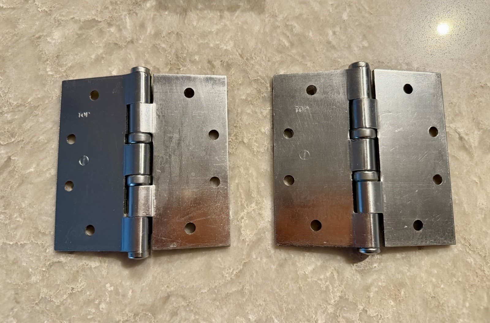 NOS TACO 4.5” x 4.5” Steel Commercial Door Hinges Satin Chrome Pair - Thumbnail 6