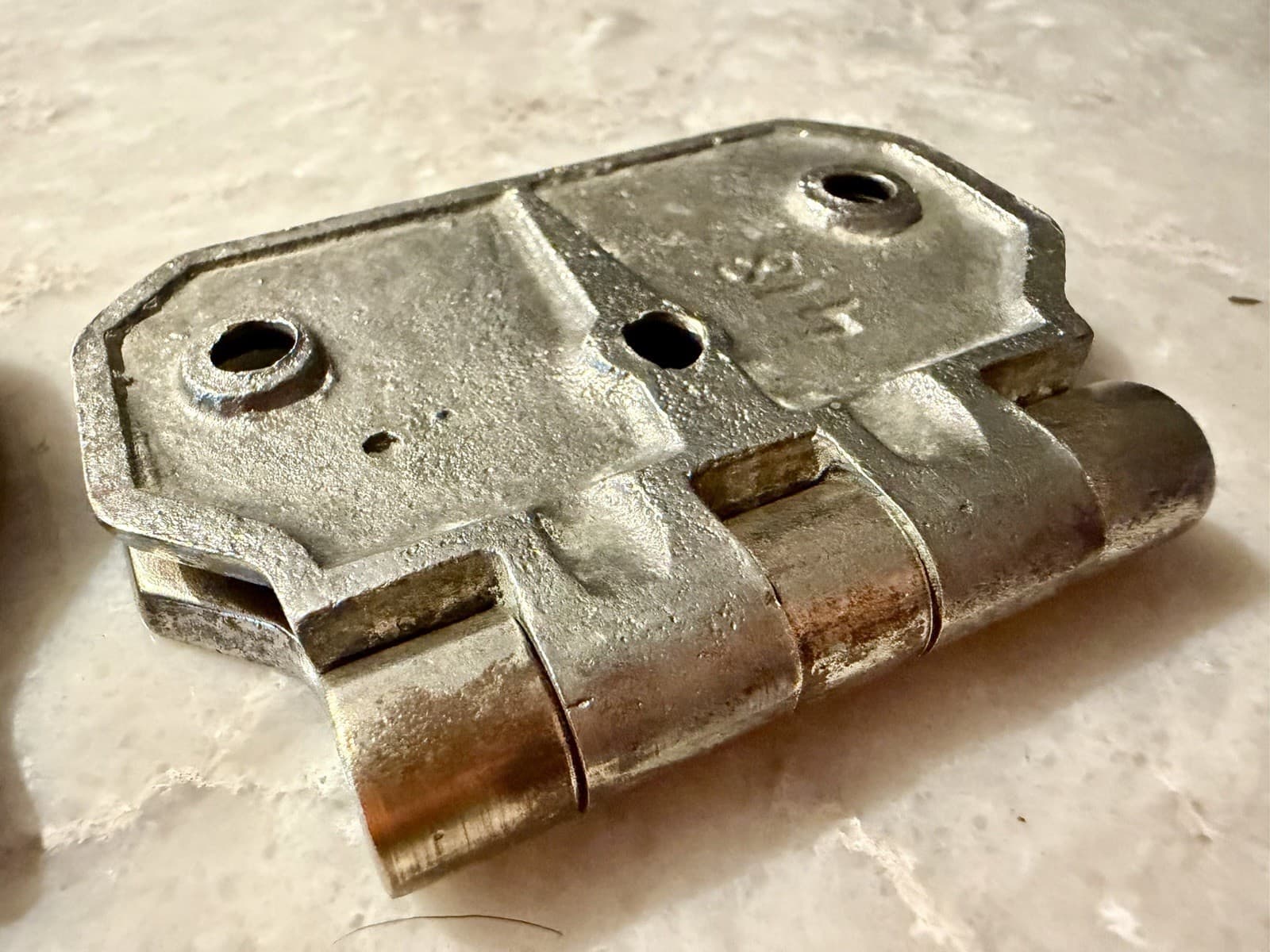 Vintage Nickel Over Brass Non Mortise Cabinet Hinges Pair 3-1/4” x 2-3/4” - Thumbnail 11