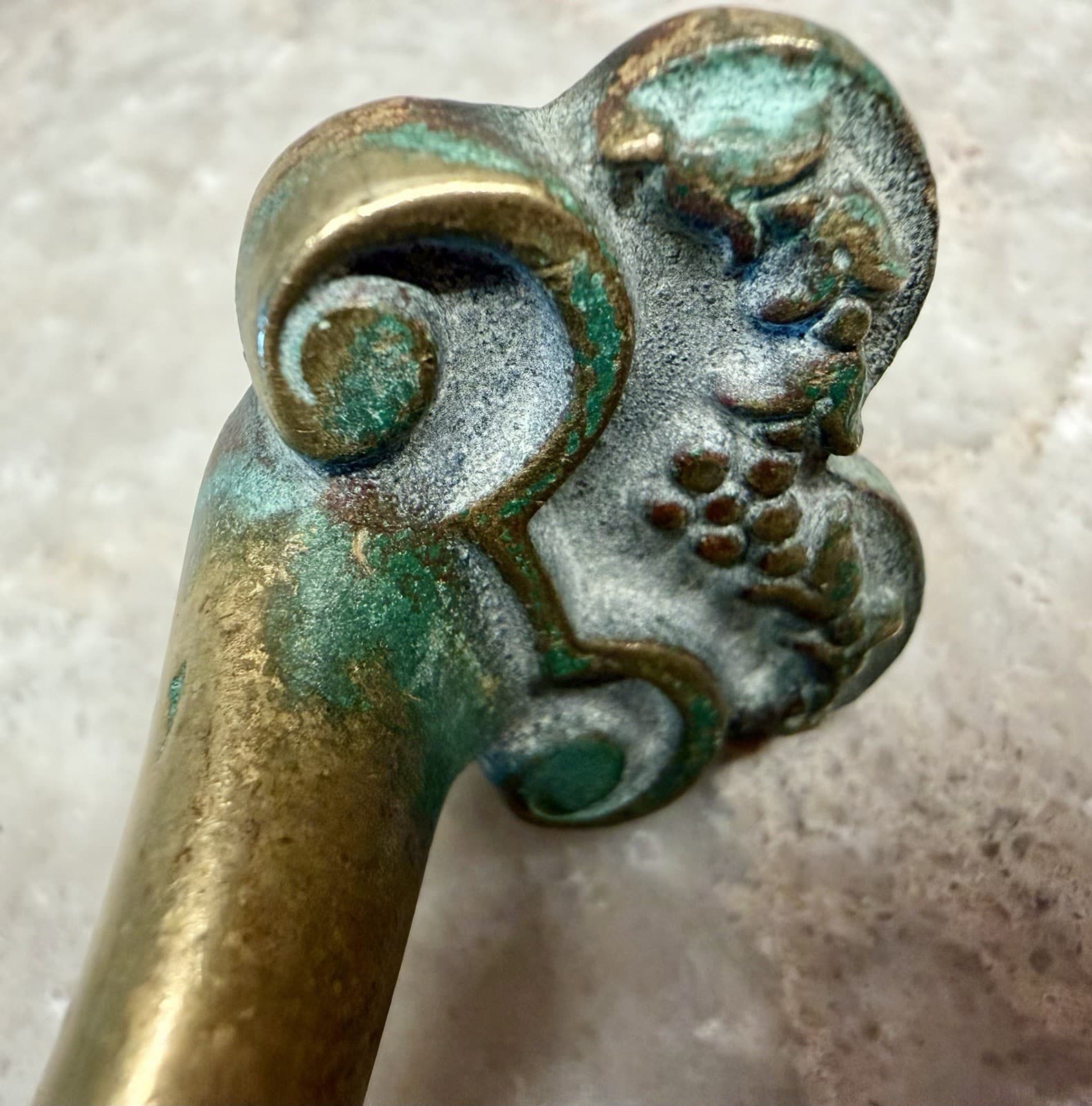 Pair Vintage Solid Brass Grapevine Cabinet Drawer Pulls 5” CTC Art Nouveau - Thumbnail 6