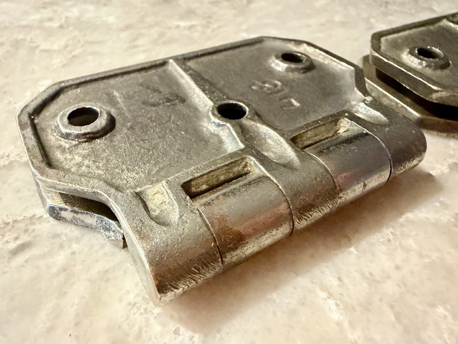 Vintage Nickel Over Brass Non Mortise Cabinet Hinges Pair 3-1/4” x 2-3/4” - Thumbnail 12