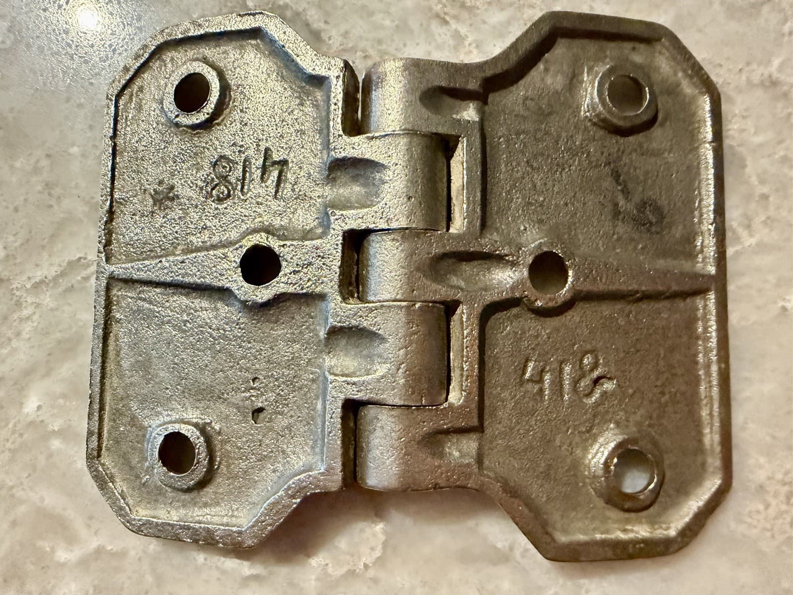 Vintage Nickel Over Brass Non Mortise Cabinet Hinges Pair 3-1/4” x 2-3/4” - Thumbnail 8