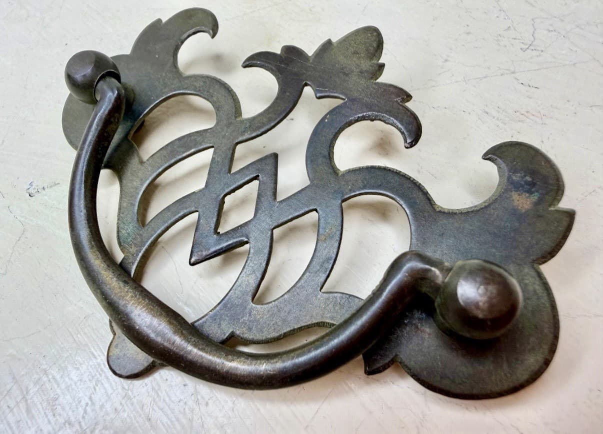 Vintage Gothic Steel Batwing Bail Drawer Pulls Set of 2 Cabinet Handles 3.25” - Thumbnail 3