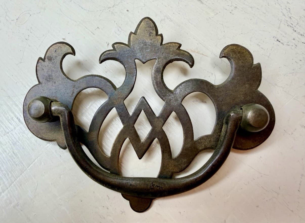 Vintage Gothic Steel Batwing Bail Drawer Pulls Set of 2 Cabinet Handles 3.25” - Thumbnail 2
