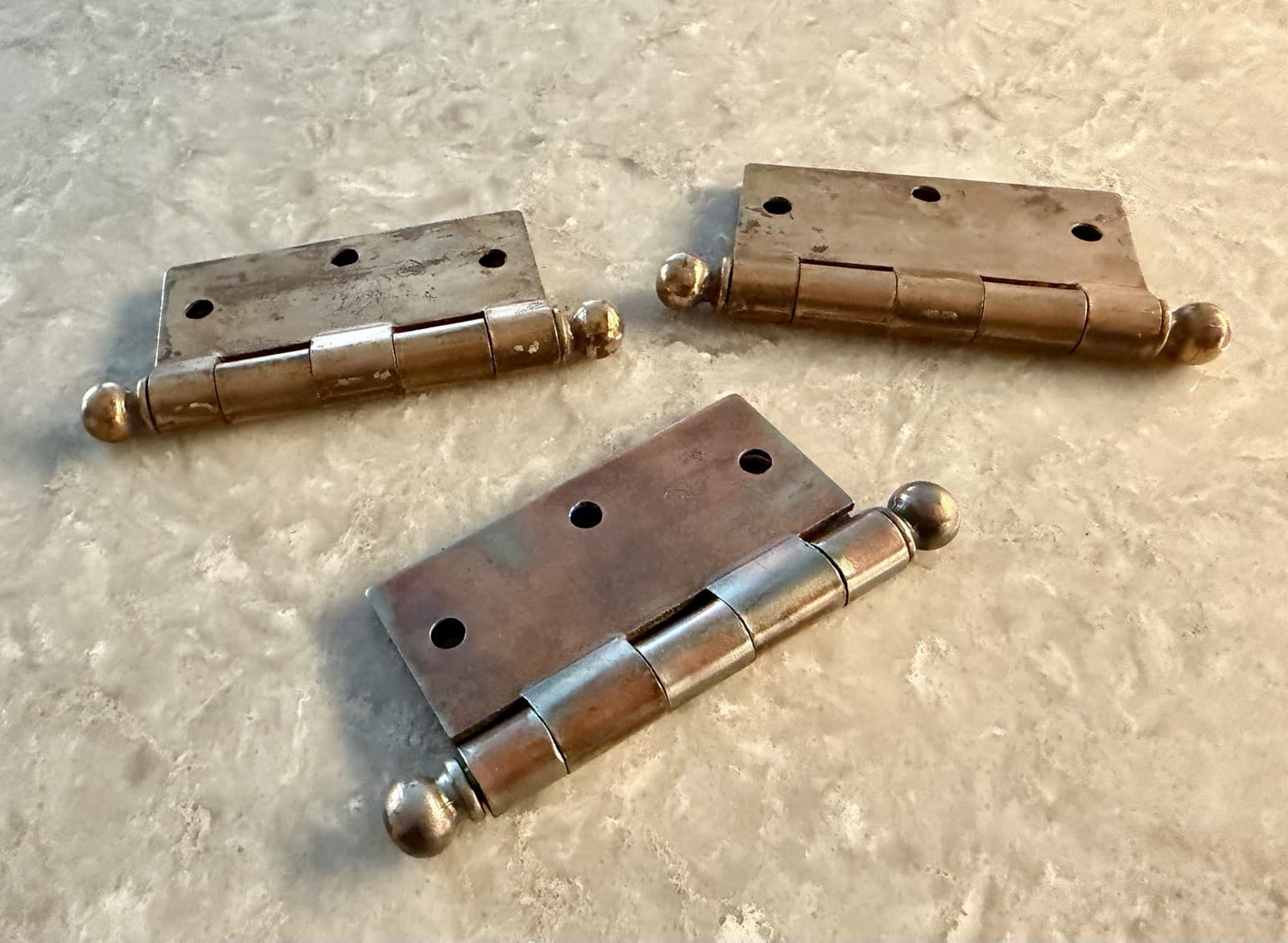 Stanley SW 3.5” Ball Tip Steel Door Hinges Vintage Set of 3 Sweetheart - Thumbnail 12