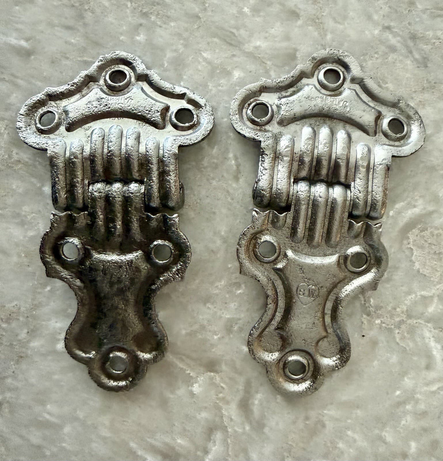 Pair Stanley SW Cast Iron Ornamental Surface Hinges 4-3/4” Antique VTG - Thumbnail 8