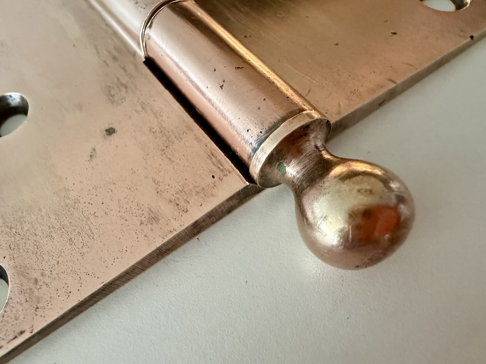 Solid Brass Ball Tip Door Hinges 4.5 x 4.5 Copper Finish Heavy Duty Pair - Thumbnail 4