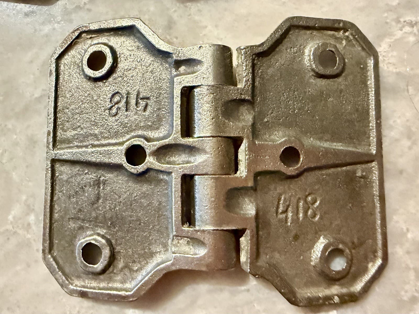 Vintage Nickel Over Brass Non Mortise Cabinet Hinges Pair 3-1/4” x 2-3/4” - Thumbnail 9
